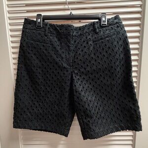 Lands' End Women's Black Eyelet Mid Rise Shorts Size 10 NWT